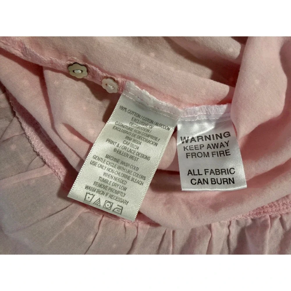 Eileen West Pink Swiss Dot Cotton Nightgown Lace Trim Sleeveless Chemise XL